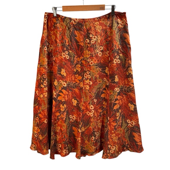 Josephine Chaus Skirt Women Size 14 Silk A-Line Flare Midi Floral Boho Office - Picture 1 of 13